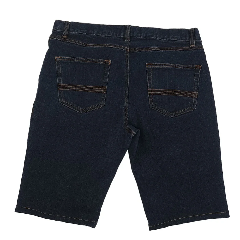 Sun + Stone Denim Shorts Mens 34‎ Blue Dark Wash Pockets Stretch Casual